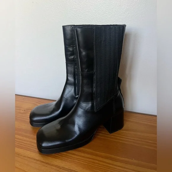 Miista black Leather Women's mid calf Boots - Picture 1 of 10